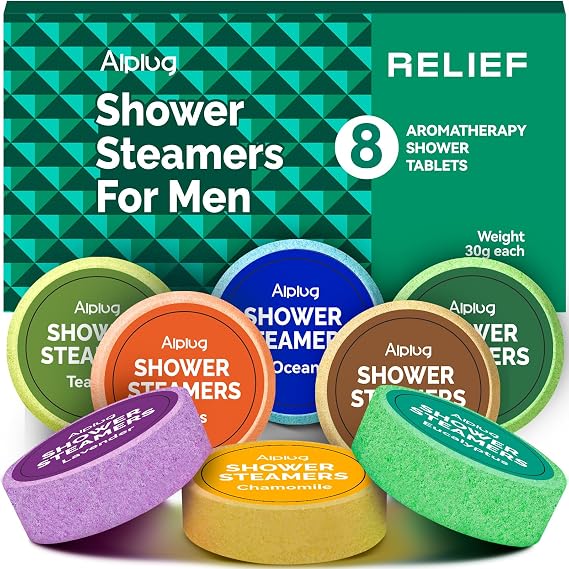 Shower Steamers for Men - 8 Pack Shower Bombs Aromatherapy with Essential Oils, Birthday Gifts for Him Dad Husband Boyfriend, Relaxation Mens Gifts Ideas, Gifts for Men Who Have Everything