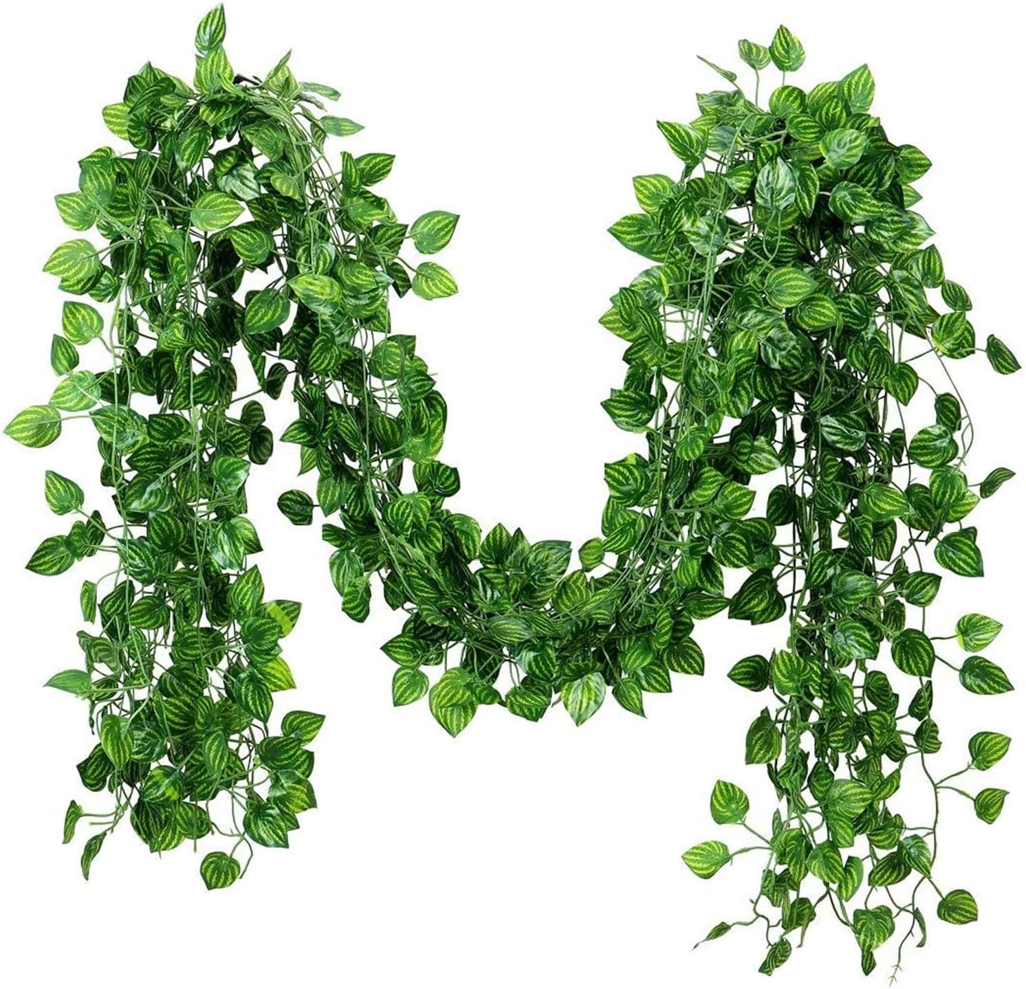 Seenew 80ft Faux Foliage Wreath Leaves Decoration Artificial Greenery Ivy Vine Plants Home Decor Indoor Outdoor Watermelon Leaves12 Wires