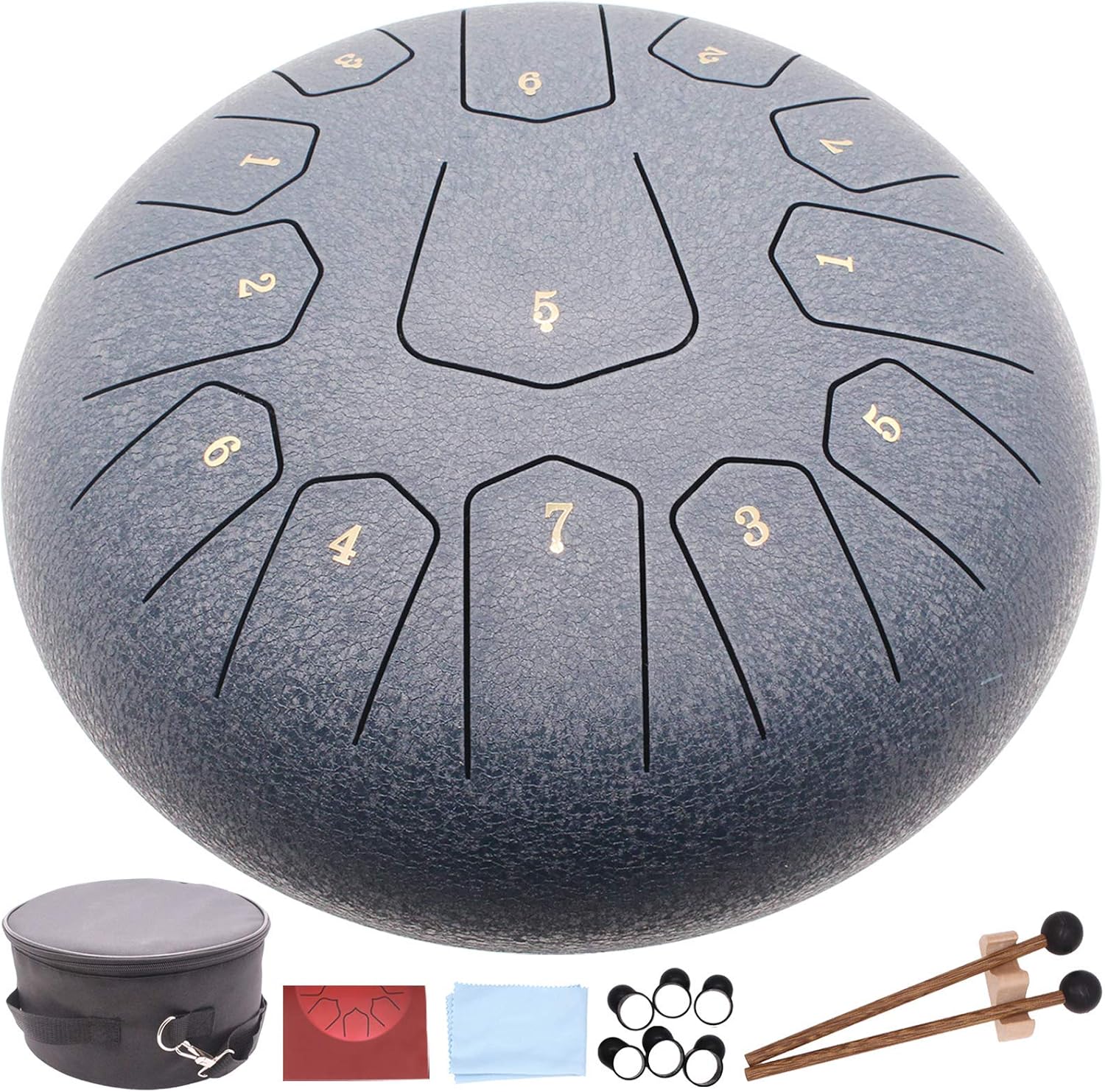 Steel Tongue Drum Panda Drum,12 Inch 13 Note Tank drum percussion instrument,C Key Handpan Drum with Drum Mallets Carry Bag,Beautifully Designed and Peaceful Sound