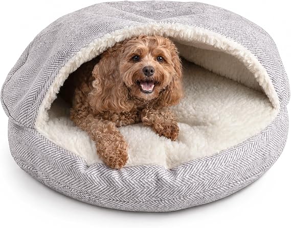Snoozer Cozy Cave Dog Bed, Round Covered Dog Bed, Palmer Dove (S)