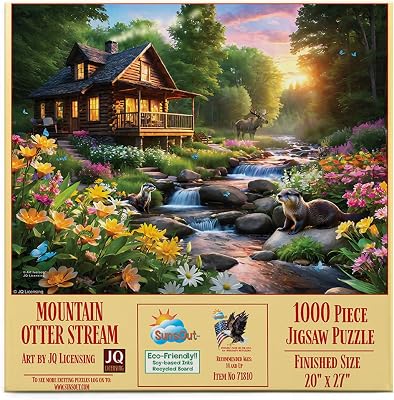 SUNSOUT INC - Mountain Otter Stream - 1000 pc Jigsaw Puzzle by Artist: JQ Licensing - Finished Size 20 x 27 - MPN# 71810