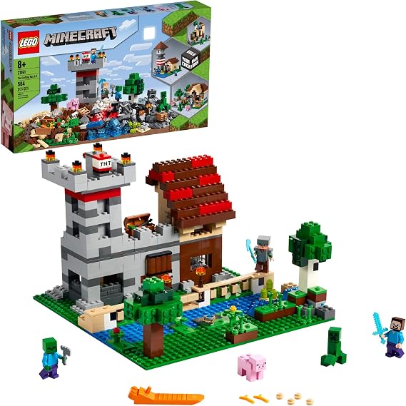 LEGO Minecraft The Crafting Box 3.0 21161 Minecraft Brick Construction Toy and Minifigures, Castle and Farm Building Set, Great Gift for Minecraft Players Aged 8 and up (564 Pieces)