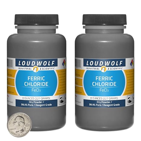 Ferric Chloride / 1 lb / 2 Bottles / 99.9% Pure Reagent Grade / Dry Powder Make 4 Liters PCB Etching Fluid