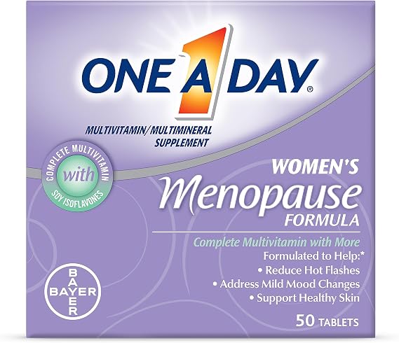 One A Day Women's Menopause Multivitamin with Vitamin A, Vitamin C, Vitamin D, Vitamin E and Zinc for Immune Health Support, Bone health, 50 Count (Packaging May Vary)