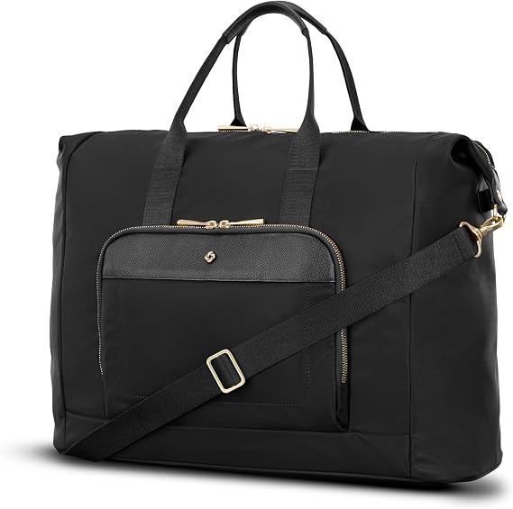 Samsonite Mobile Solution 2 Duffle Bag - Travel & Work Carry-On with Padded Laptop Sleeve, Front Organizer Pocket, Removable Crossbody Strap, StackItTM Strap, Business & Leisure Travel Bag - Black
