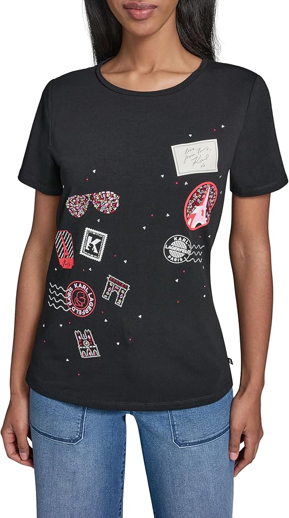 Karl Lagerfeld Women's Logo Whimsical T-Shirt
