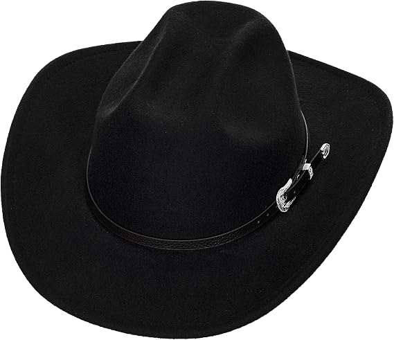 Western Cowboy Hat for Men Women - Classic Felt Wide Brim Fedora Hat(M)