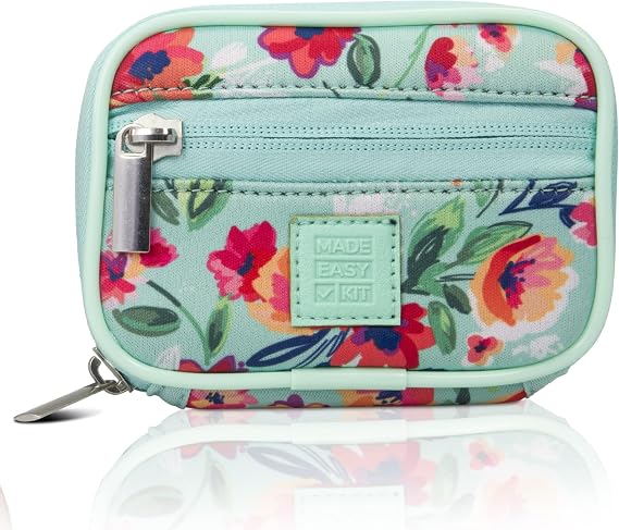 Made Easy Kit Pill Case - Weekly Medicine Organizer with Removable Seven-Day Vitamin & Supplement Box - Premium Neoprene for Travel Purse Accessory (Teal)