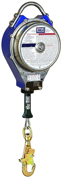 3M DBI-SALA 3403500 Self Retracting Lifeline, Sealed Block, 85' Galvanized Cable, Steel Swivel Hook, Blue