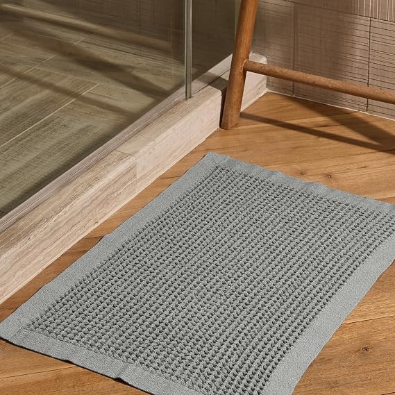 ONSEN Supima Cotton Waffle Bath Mat Bathroom Rug, Washable Rug, Bathroom Floor Mat Ultra-Absorbent, Quick-Dry, Soft & Durable Luxury Cotton - Cinder Grey, 20x30 in