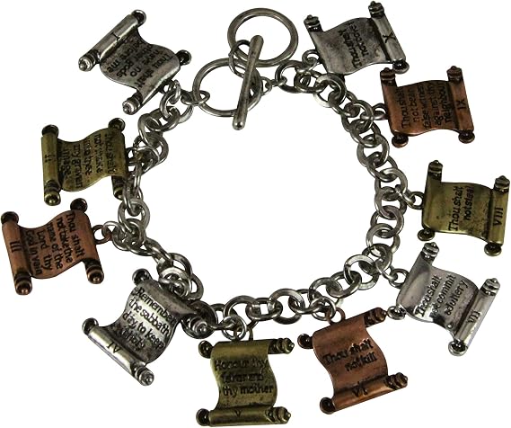 4031534 10 Ten Commandments Bracelet Chain Charms Thou Shalt Shall Not