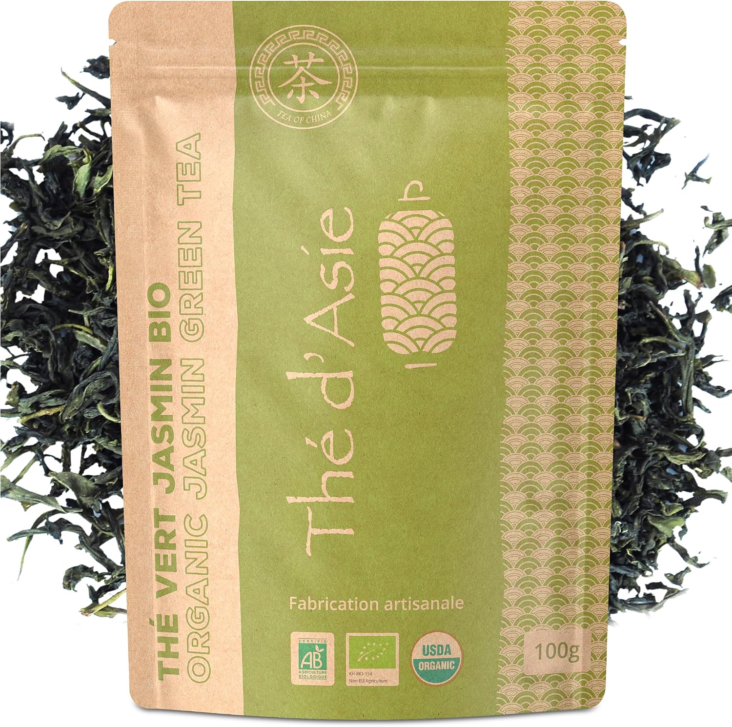 Khla - Organic Jasmine Tea 100g - Loose Leaf Green Tea - Floral & Aromatic - Rich in Antioxidants - Sleep, Digestion - Asian Tea - Origin China - Herbal Tea & Infusion - Iced or Hot