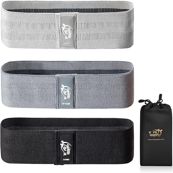 Fit Simplify Non Slip Fabric Resistance Hip Cloth Bands, Set of 3
