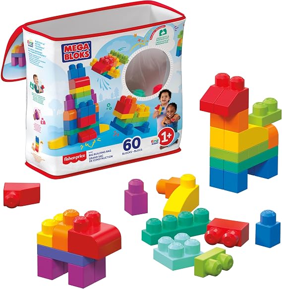 MEGA BLOKS First Builders Big Building Bag Toddler Blocks Toy Blue