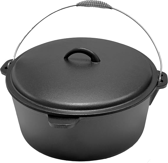 Cuisiland 12 Quart Cast Iron Dutch Oven with Dome lid & Bail Handle