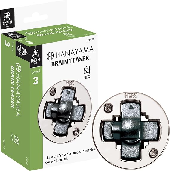 Hanayama Hex Cast Metal Brain Teaser Puzzle, Level 3, Ages 12+