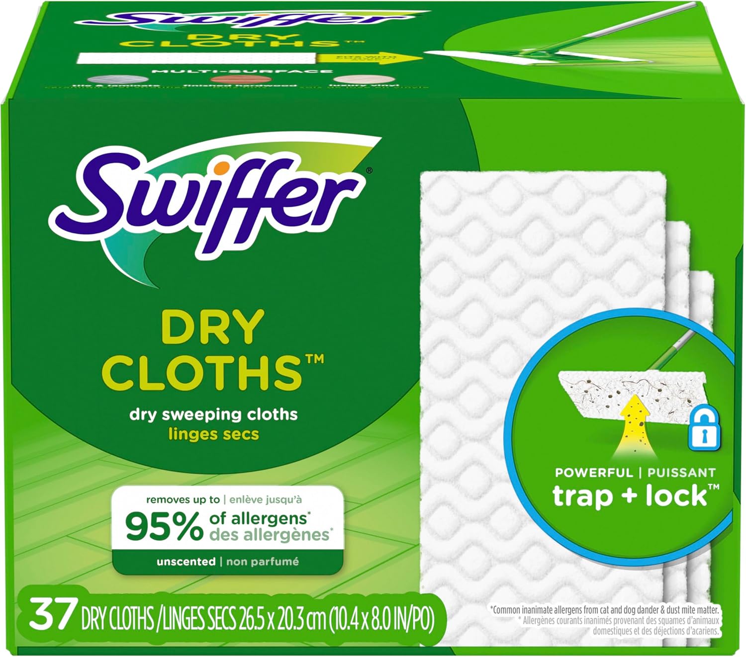 Swiffer Sweeper Dry Sweeping Pad Refills for Floor mop Unscented 37 Count by Swiffer