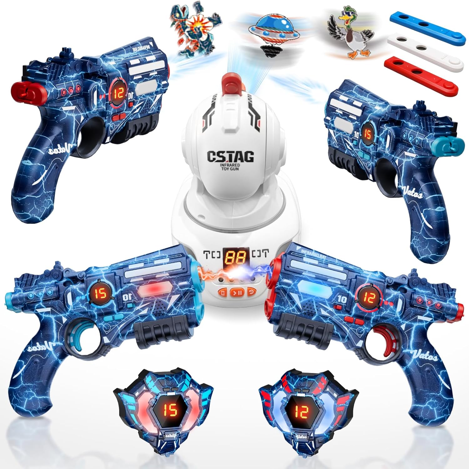 VATOS Rechargeable Laser Tag Set with Projector, 2 Players Toy Gun of Projector with Digital LED Score Display,Shooting Battle Games with 3 Targets, Perfect Family Activity Toy for Kids, Teens, Adults
