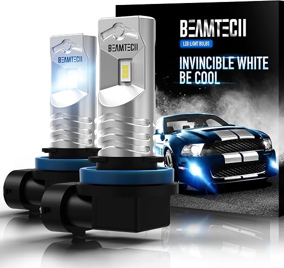 BEAMTECH H8 Fog Light Bulbs,3200 Lumens 6500K 1:1 Size Plug and Play of 2