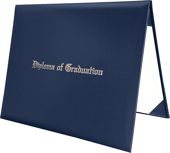 Imprinted Diploma Cover 8.5X11 Graduation Diploma Holder Leatherette Padded Certificate Covers(Navy)