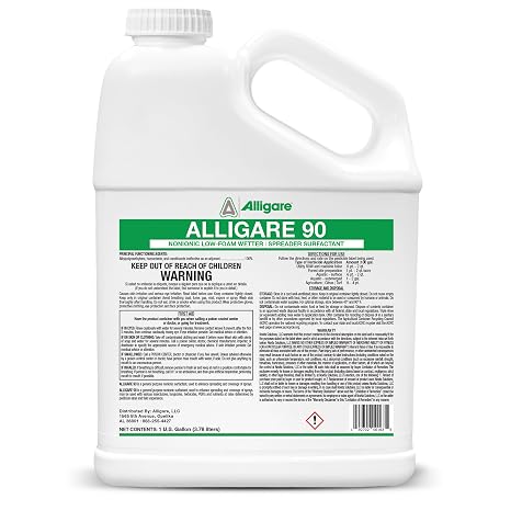 ALLIGARE 90 Nonionic Surfactant for Enhanced Spray Coverage - Low-Foam Wetting Agent for Herbicides & Insecticides- Versatile Use in Agriculture, Forestry & Aquatic Applications -1 Gallon
