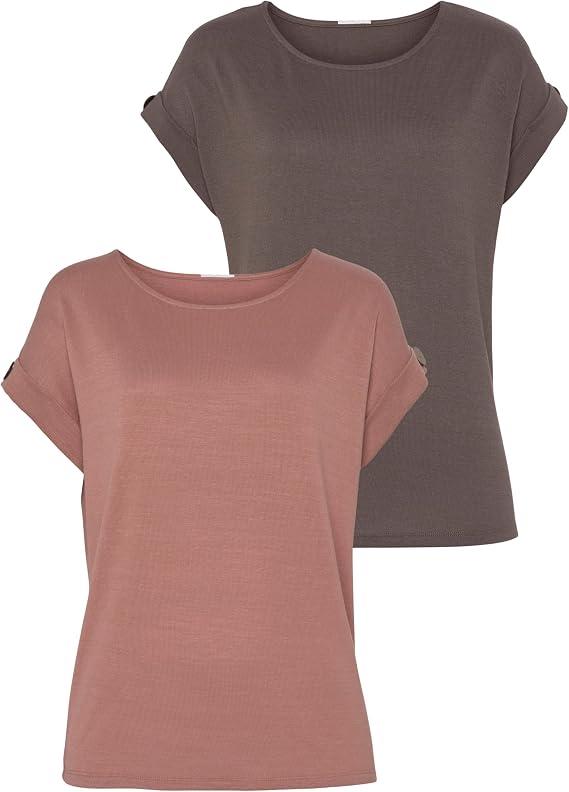 LASCANA Women's 2-Pack Button Detail Tops