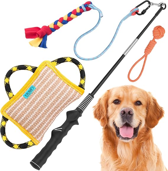 YES4QUALITY Dog Bite Pillow 10x7 & 33 Inch Flirt Pole Bundle