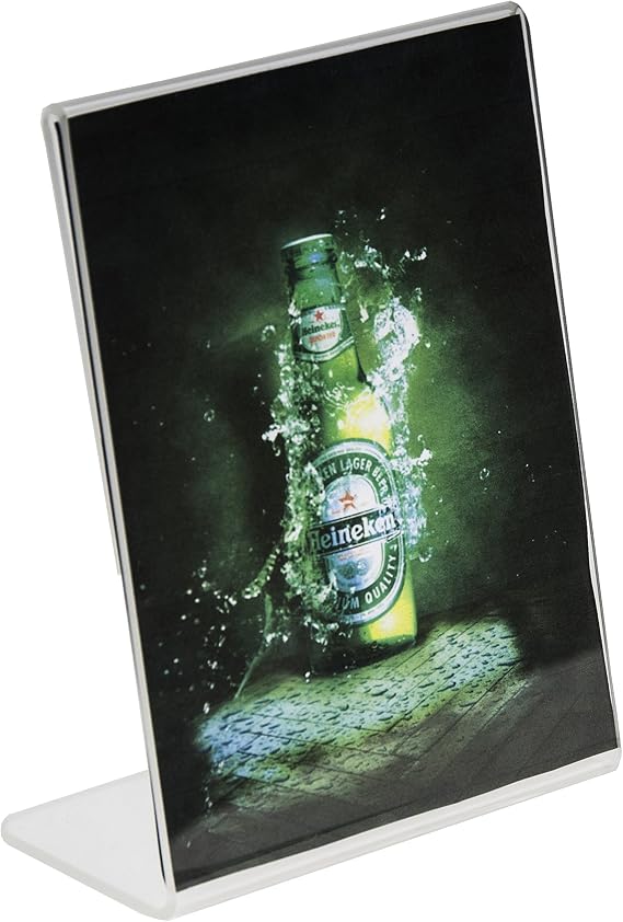 Clear-Ad - LHA-45 - Acrylic Slanted Sign Holder 4 x 5 - Plexiglass Table Menu Card Display Stand - Plastic Picture Frame (Pack of 6)