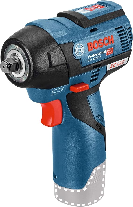Bosch Professional 12V System GDS 12V-115 Cordless Impact Driver (max. Torque 115 Nm, Impact Rate 0–3,100 BPM, Without Battery/Charger)