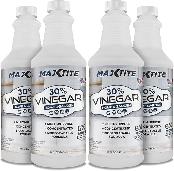 MAXTITE Ultra-Strength 30% Vinegar for Home & Garden Cleaning (4 Pack of 32 oz Bottles)