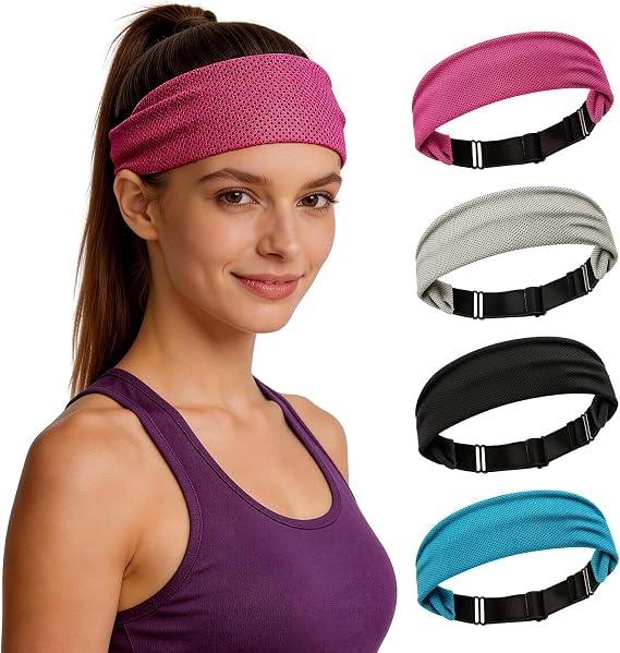 CSITE Cooling Headbands for Women&Men - Adjustable Non-Slip Sweatbands, Instant Cooling Moisture Wicking Sports Headbands for Running Yoga Fitness Gym