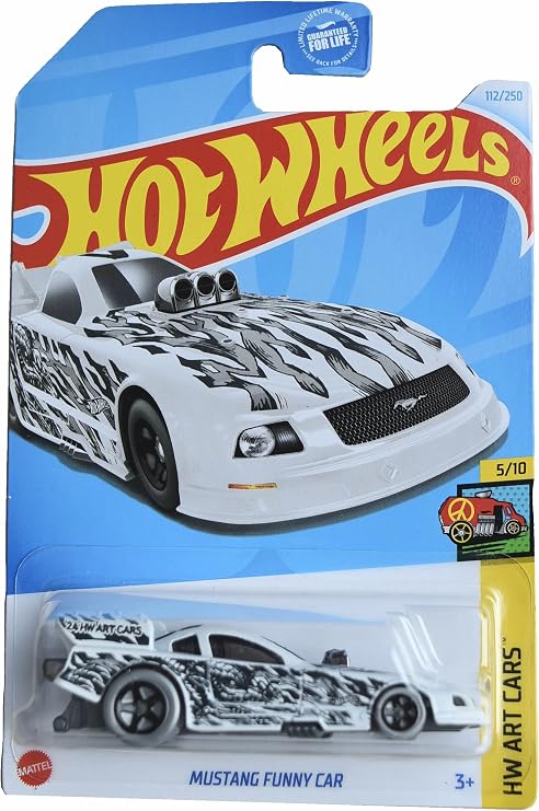 Matchbox Hot Wheels Mustang Funny Car, HW Art Cars 5/10 [White/Black] 112/250