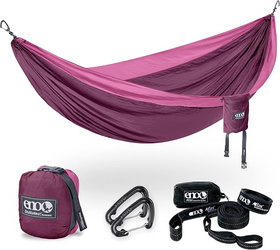 ENO Bundle, Includes the SingleNest Hammock & Atlas Suspension System, Lightweight, Durable Hammock with Straps for Camping, Hiking & Travel, Plum/Berry