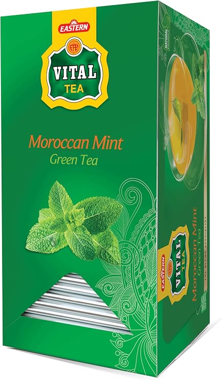 Eastern Vital Moroccan Mint Green Tea Bags, Box Tray Pack, Antioxidant Rich, Traditional Flavor