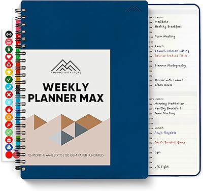 2026 Planner. 8.5 x 11 Spiral-Bound Weekly, Monthly and Daily Planner - Organize All 52 Weeks - Increase Productivity and Get Organized - Productivity Store Navy