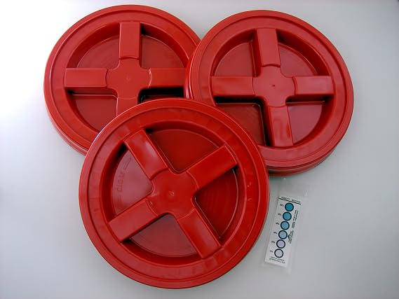 Gamma Seal Lid, Red, 3 Pack - New! - Boxed! - 5 Gallon Bucket Lids (Fits 3.5, 5, 6, 7 Gal.) Storage Container Lid