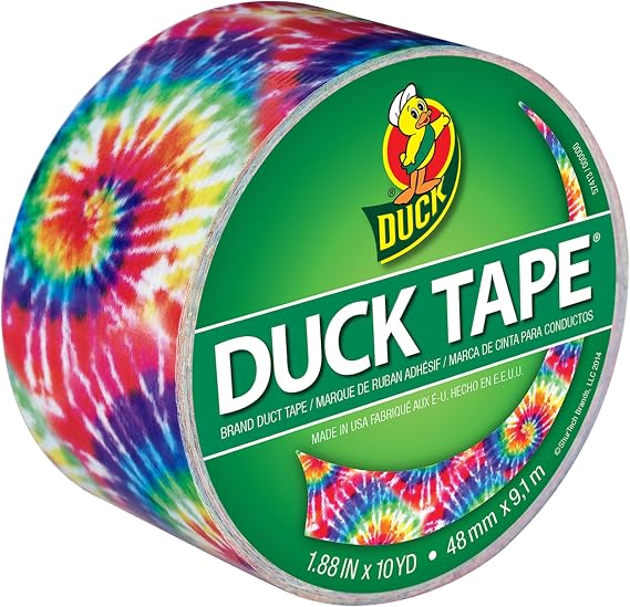 Duck Brand Printed Duct Tape Single Roll, Love Tie Dye (283268)