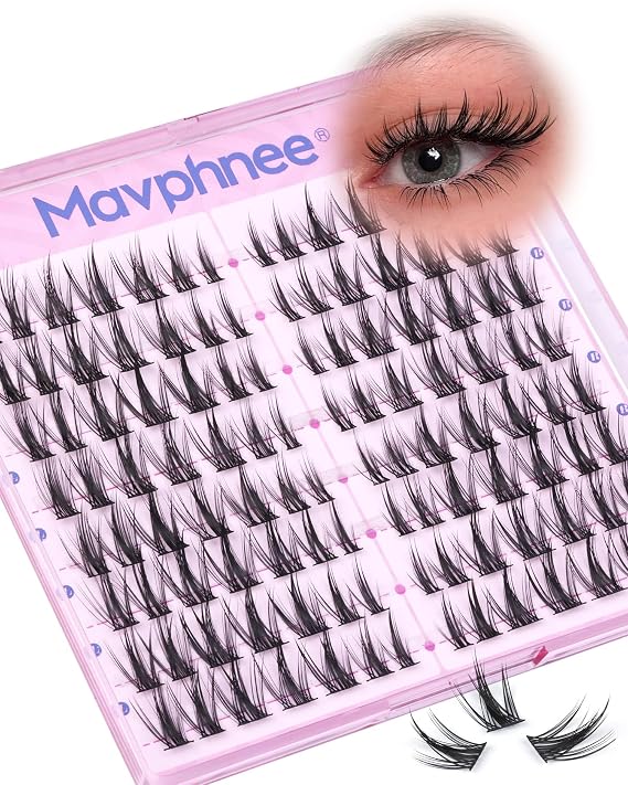 Manga Lash Clusters 9-12MM Wispy Eyelash Extensions Fluffy Individual Lash Spikes Anime Style Lash Extensions C-Curly For Doe Eye, Pre-Mapped For Easy Application