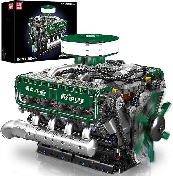 Mould King V8 Engine Building Blocks Set, Twin-Turbo Engine Construction Kit, Mechanical Model Building Toy, Collectible for Adults and Engineering Enthusiasts (2718 PCS)