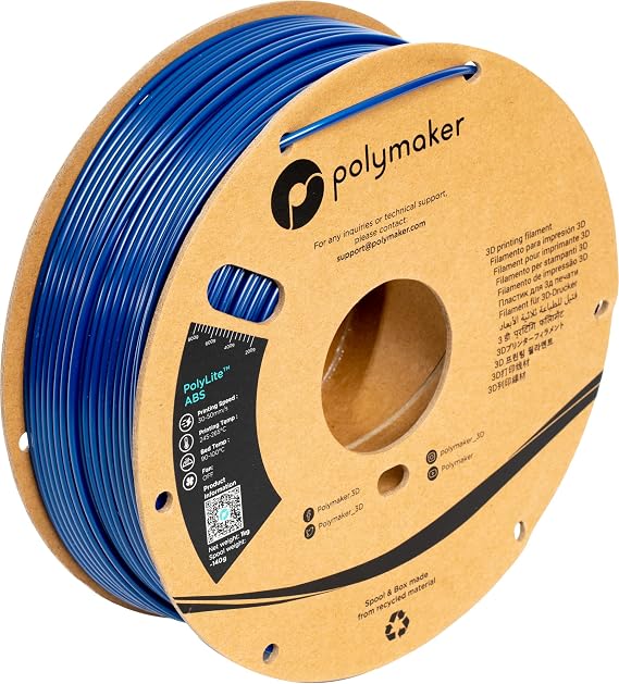 Polymaker ABS Filament 2.85mm Blue, 1kg 3D Printing Filament, PolyLite ABS 3D Printer Filament, Heat Resistant, Strong & Durable, Dimensional Accuracy +/- 0.03mm