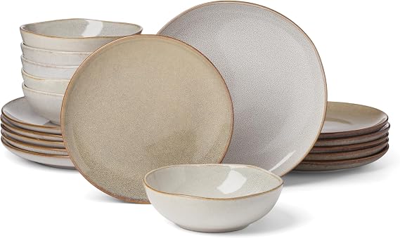 Oneida Organic Shades Oatmeal Stoneware 18-Piece Dinnerware Set for 6