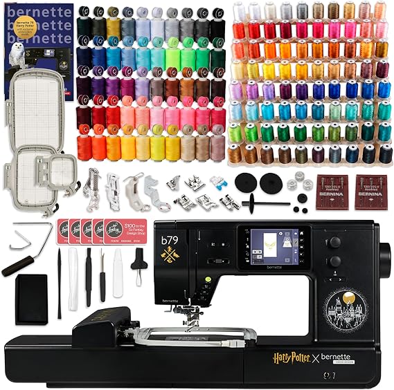 Bernette B79 Harry Potter Edition 2-in-1 Sewing & Embroidery Machine with 3 Embroidery Hoops & 130 Polyester Threads