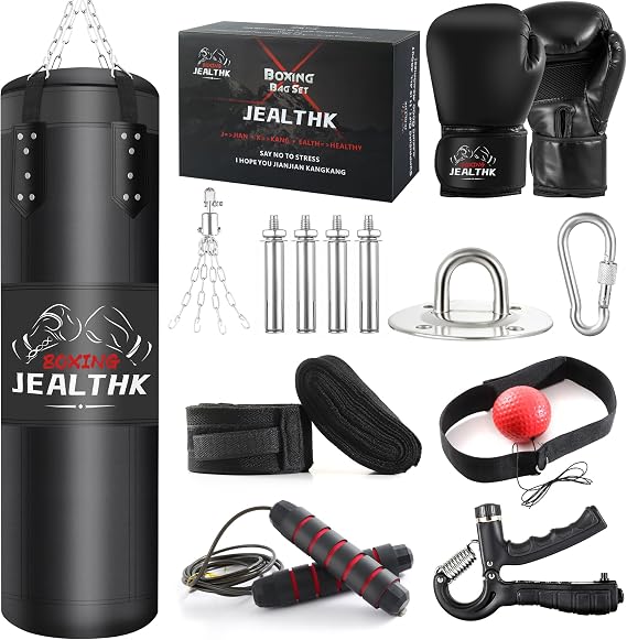 Heavy Punching Bag Set for Adults | Boxing Training, MMA, Muay Thai, Home Gym,4ft Heavy Boxing Bag Set with 12 OZ Gloves