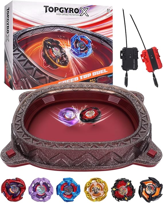 X Battle Stadium Set with 6 Spinning Tops, 2 Launchers & 1 Arena