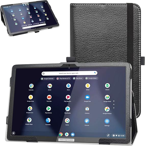Bige for Lenovo Chromebook Duet 3 11 Case,PU Leather Folio 2-Folding Stand Cover for Lenovo Chromebook Duet 3 (Model Number:82T6001HUS) 11" 2-in-1 Tablet,Black