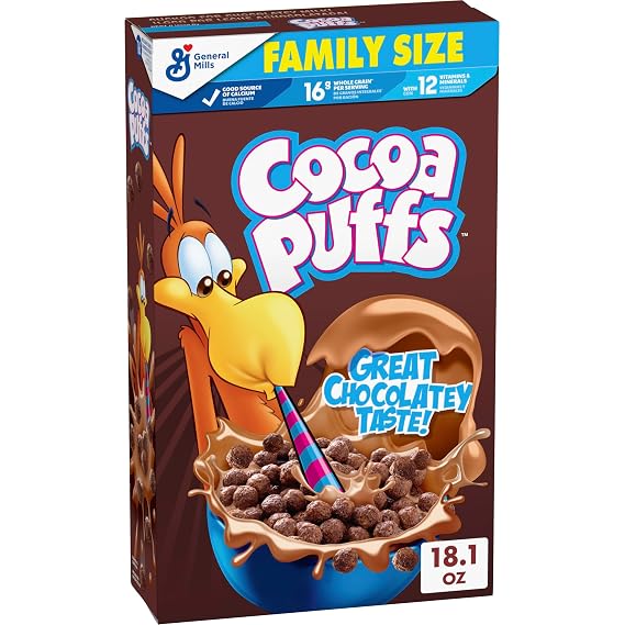 Cocoa Puffs, Chocolatey Breakfast Cereal, Family Size, 18.1 oz