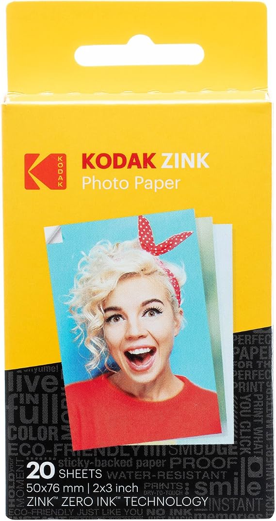 KODAK 2x3 Premium Sticky-Backed ZINK Photo Paper (20 Sheets) - Compatible With Kodak Step, Step Slim, Printomatic, Printomatic+, Smile+, Step Touch
