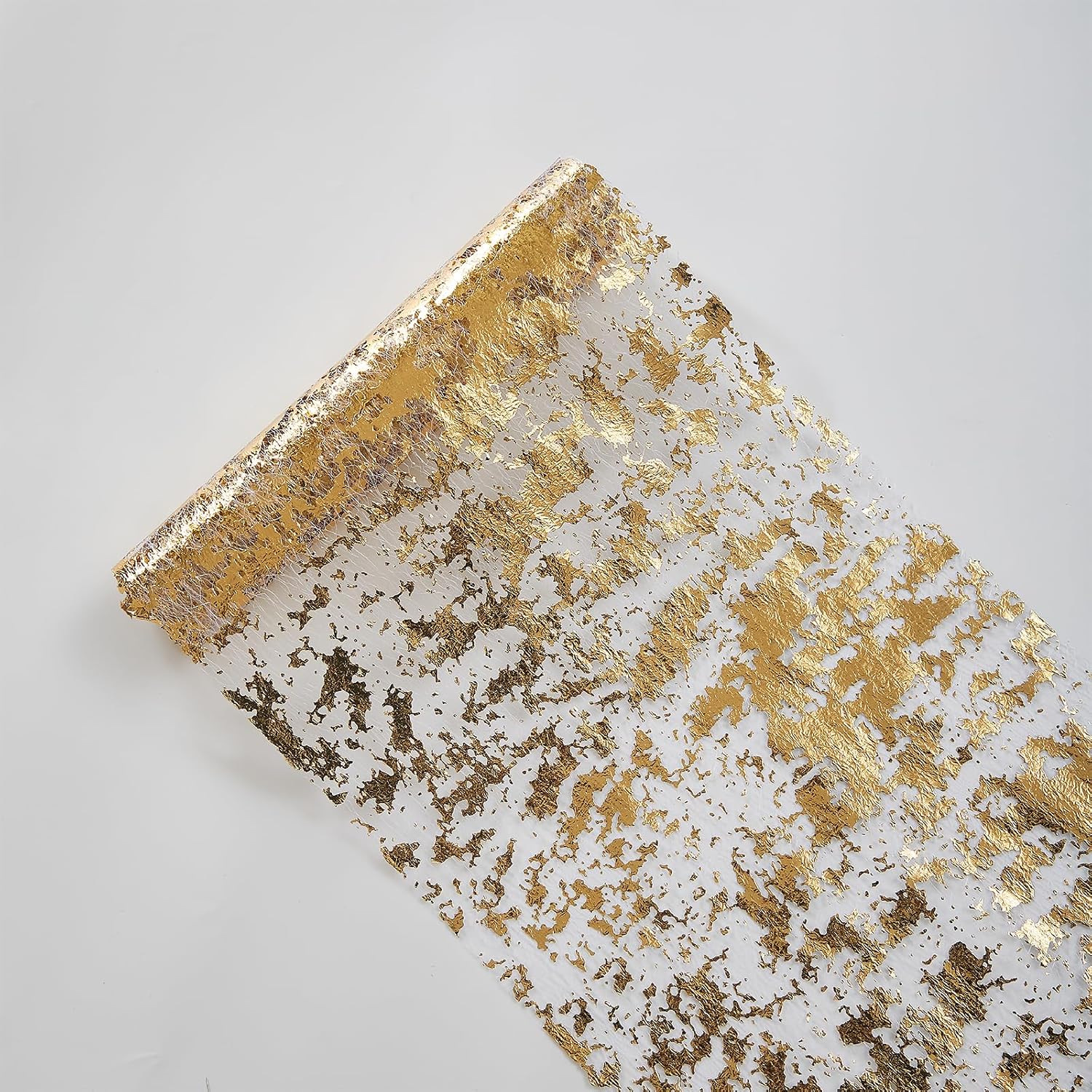 Gold Table Runner 11"x354" Gold Table Decor Sequin Glitter Foil Metallic Gold Thin Mesh Table Runner Roll for Gold Party Decor Birthday Party Christmas Decor
