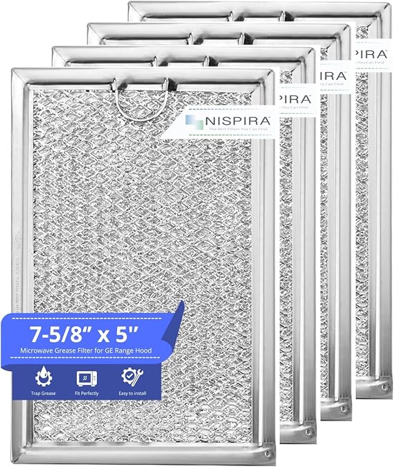 Nispira Replacement Range Hood Microwave Grease Filter Compatible with GE WB06X10309 LG 5230W1A012E - 4 Packs