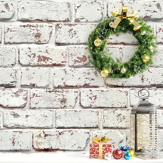 White Brick Wallpaper Peel and Stick, Rustic, Waterproof, 393"x17.3"